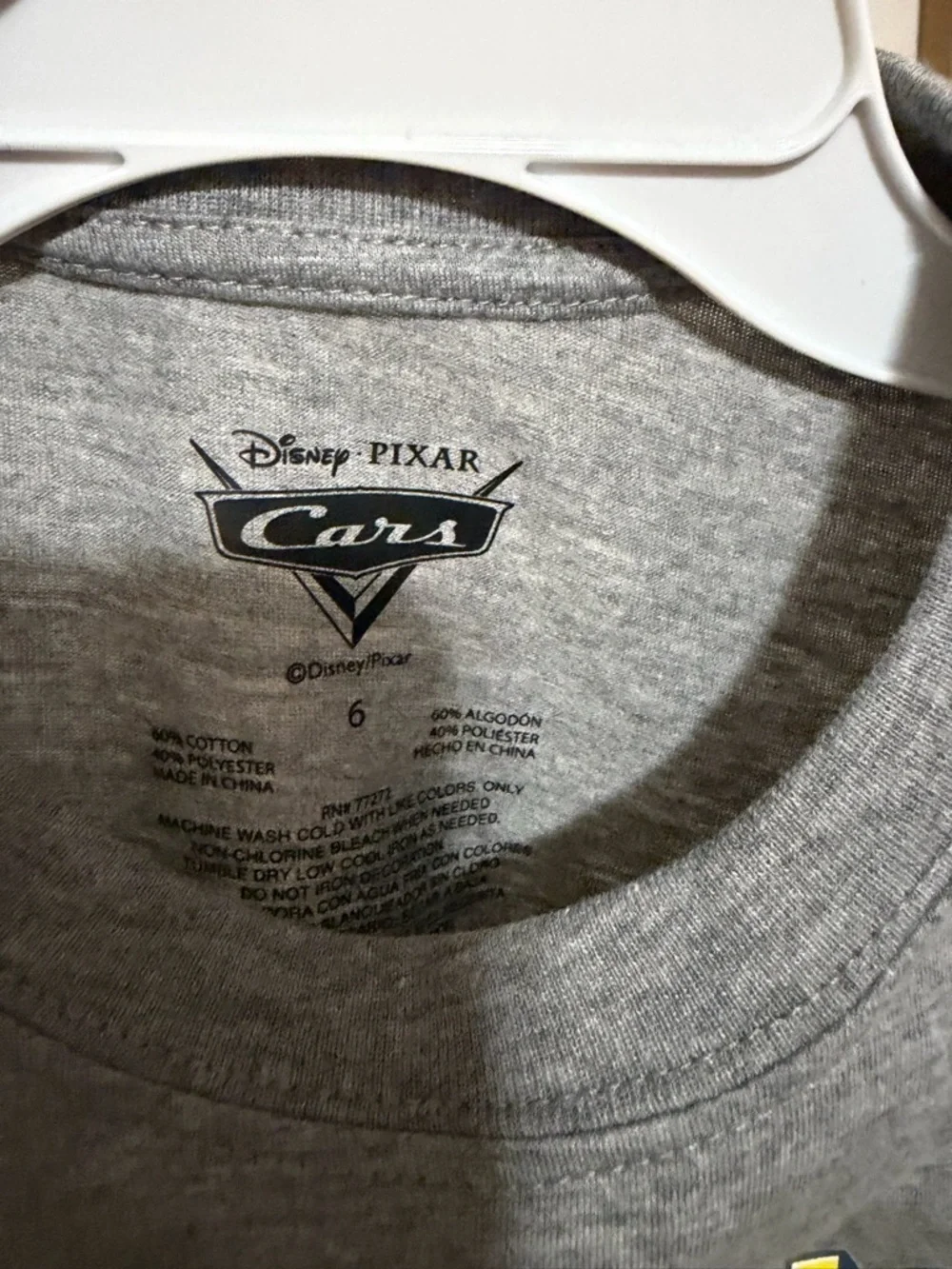 Disney Gray T-Shirt with Red Lightning McQueen Graphic